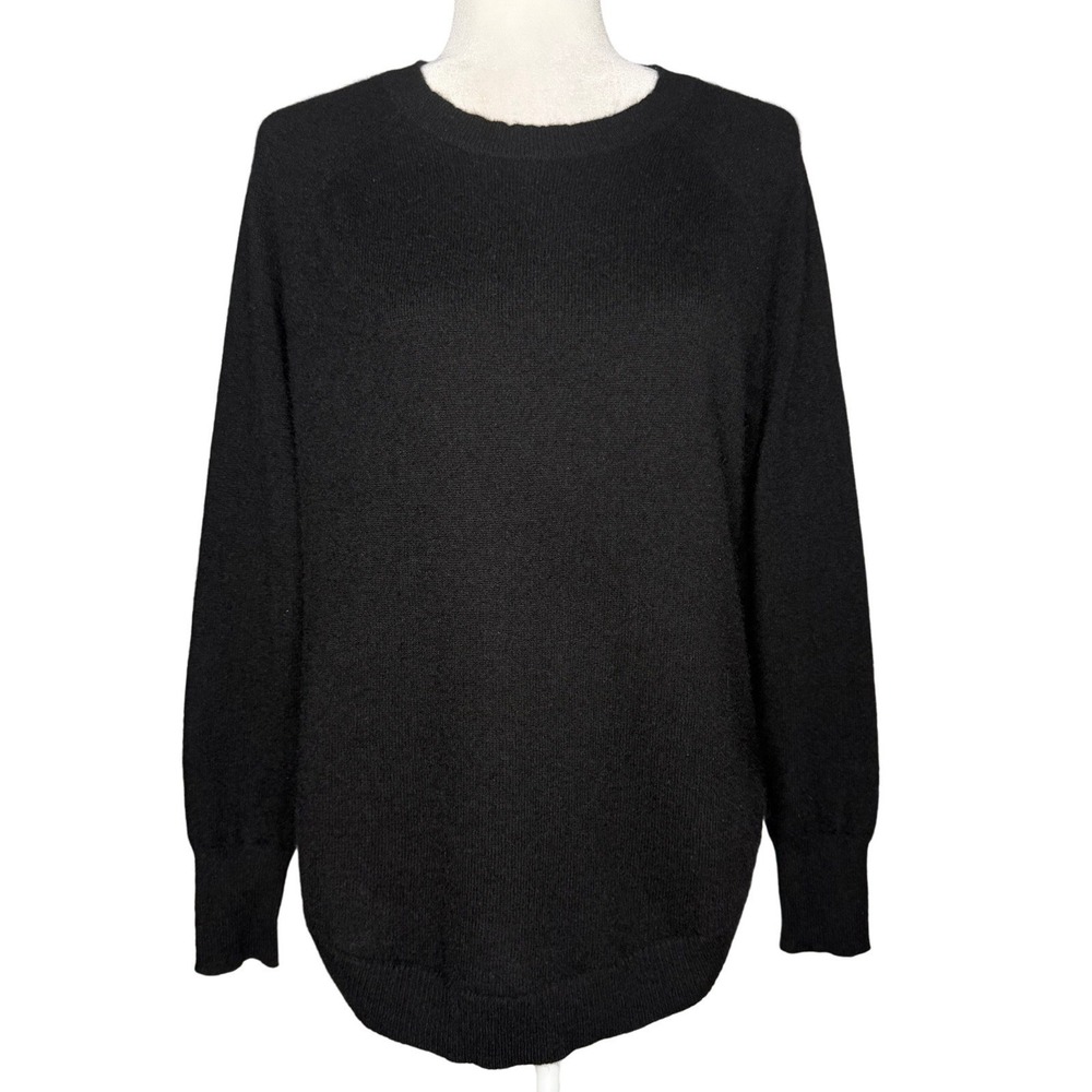 Belle France Women's 2 Ply 100% Cashmere Sweater Black Long Sleeve Size Large